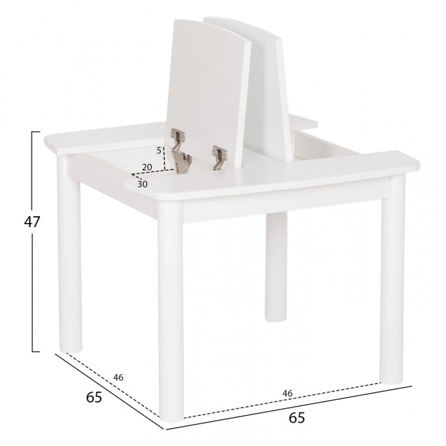 Τραπεζάκι παιδικό με αποθ.χώρο "RICKI" σε λευκό χρώμα 65x65x47