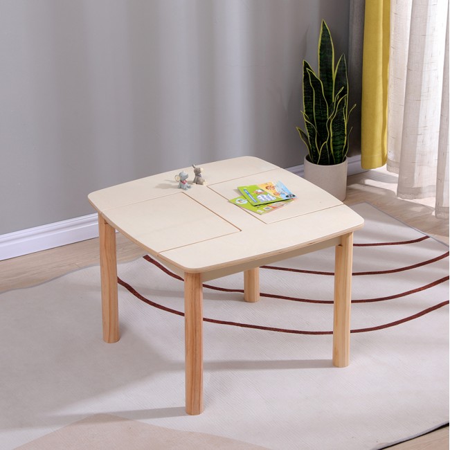 Τραπεζάκι παιδικό με αποθ.χώρο "RICKI" σε φυσικό χρώμα 65x65x47