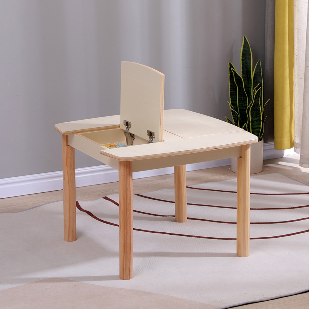 Τραπεζάκι παιδικό με αποθ.χώρο "RICKI" σε φυσικό χρώμα 65x65x47