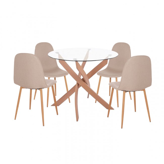 Σετ τραπεζαρίας εσωτ.χώρου 5τμχ "JAFARU" σε μπεζ χρώμα