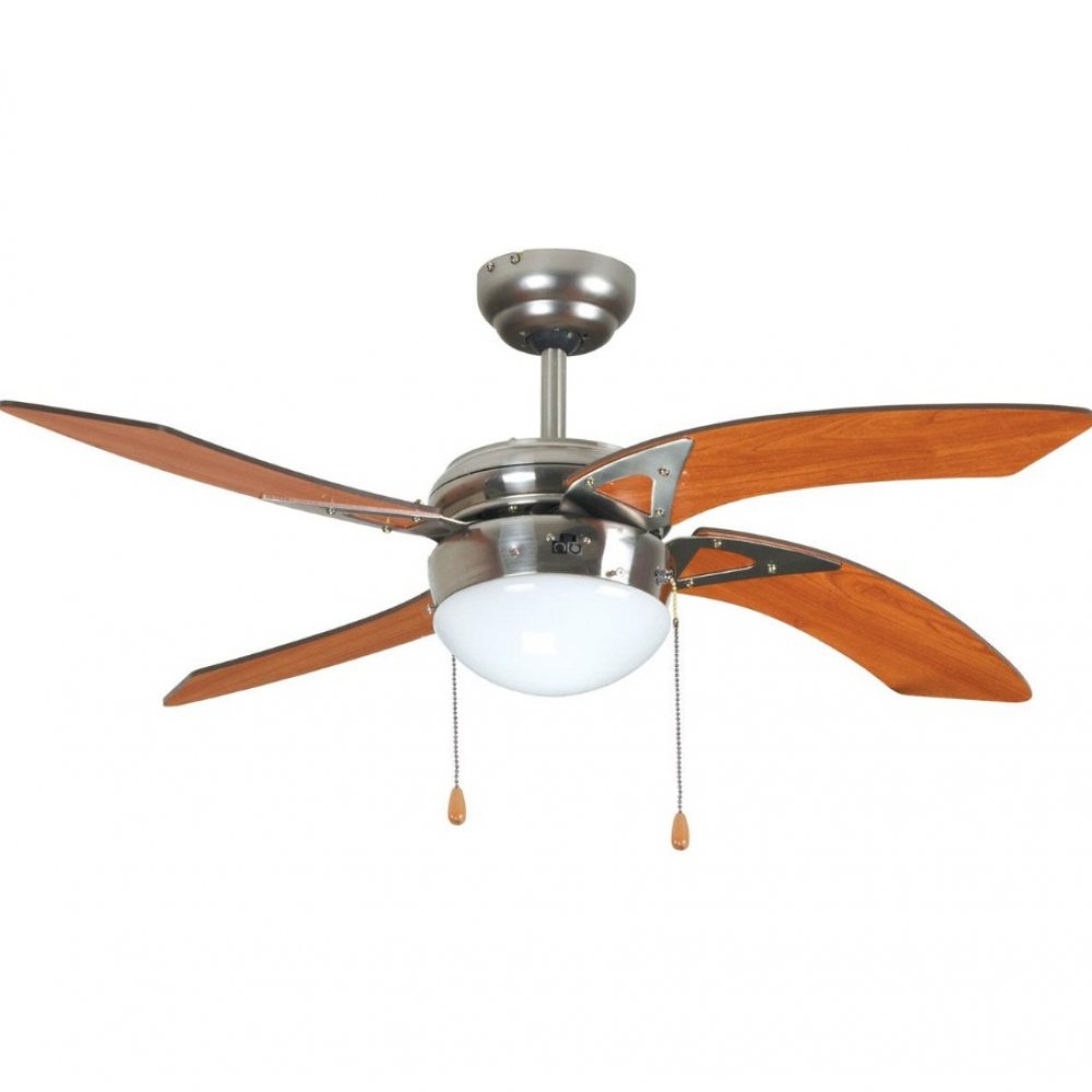 Ανεμιστήρας οροφής από mdf με φως και τέσσερα φτερά σε χρώμα καφέ 50W 42'' Φ105