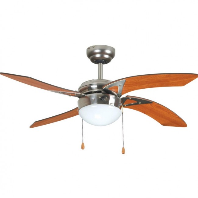 Ανεμιστήρας οροφής από mdf με φως και τέσσερα φτερά σε χρώμα καφέ 50W 42'' Φ105