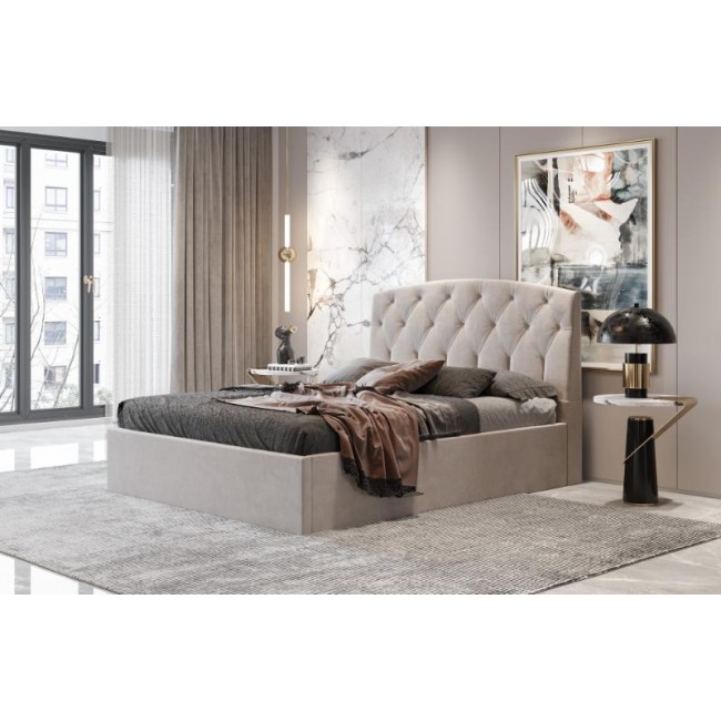 Κρεβάτι διπλό "BED2" από ύφασμα σε χρώμα γκρι 160x200