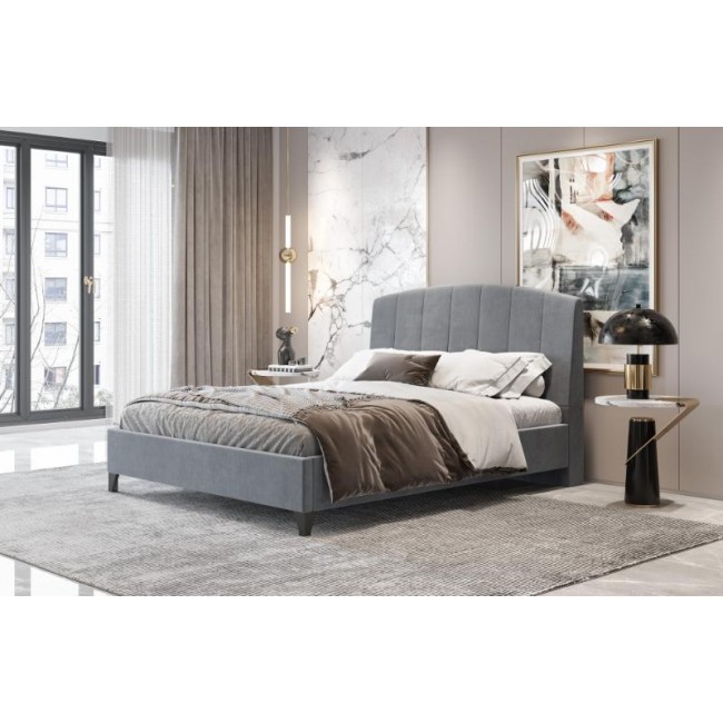 Κρεβάτι διπλό "BED5" με στρώμα από ύφασμα σε χρώμα ανθρακί 160x200