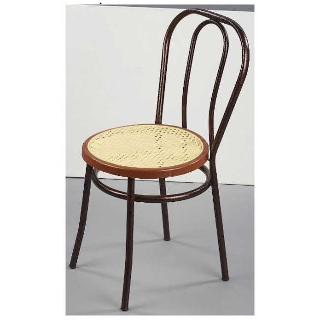 Καρέκλα Βιέννης μεταλλική με πλαστική ψάθα