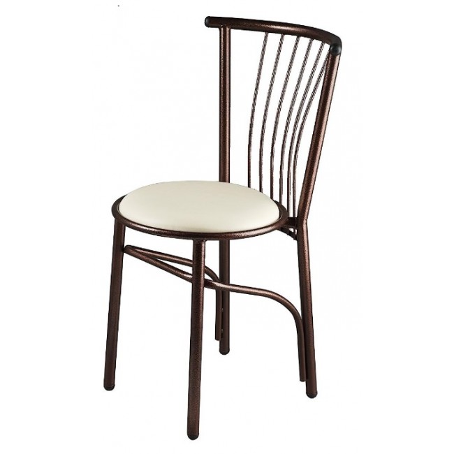 Καρέκλα βεντάλια μεταλλική με τεχνόδερμα σε χρώμα λευκό