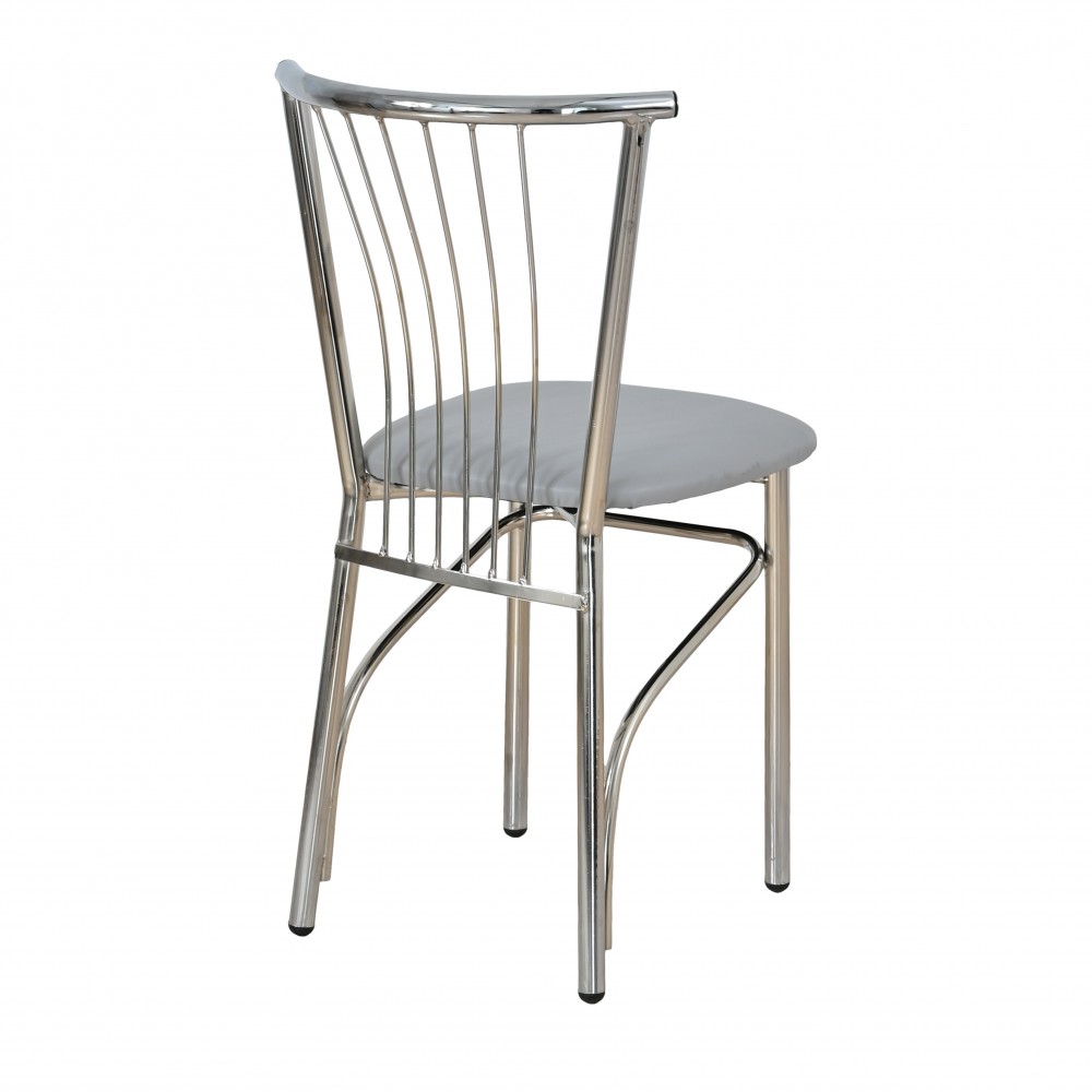 Καρέκλα βεντάλια χρωμίου με πάτο δερματίνης σε χρώμα λευκό 40x36x83