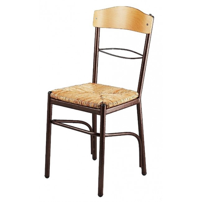 Καρέκλα με φυσική ψάθα σε χρώμα καφέ