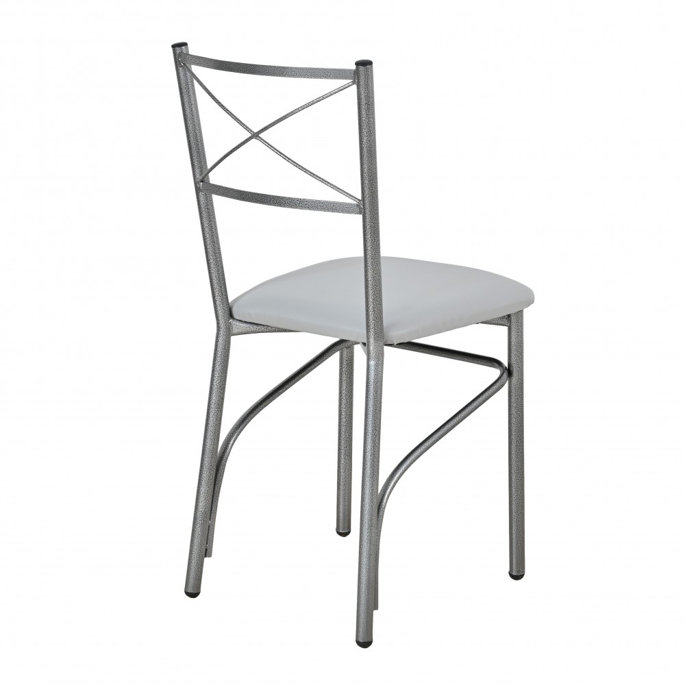 Καρέκλα μεταλλική με πάτο δερματίνης λευκό 40x36x86