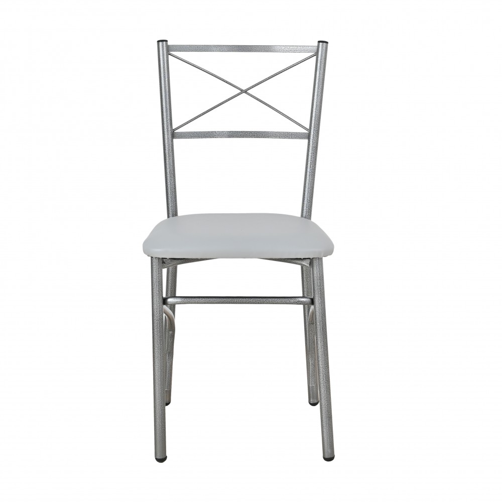 Καρέκλα μεταλλική με πάτο δερματίνης λευκό 40x36x86