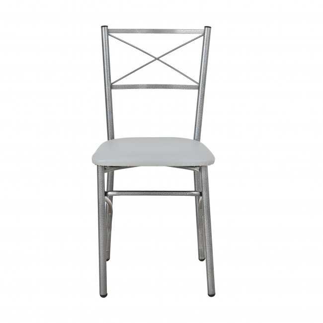 Καρέκλα μεταλλική με πάτο δερματίνης λευκό 40x36x86