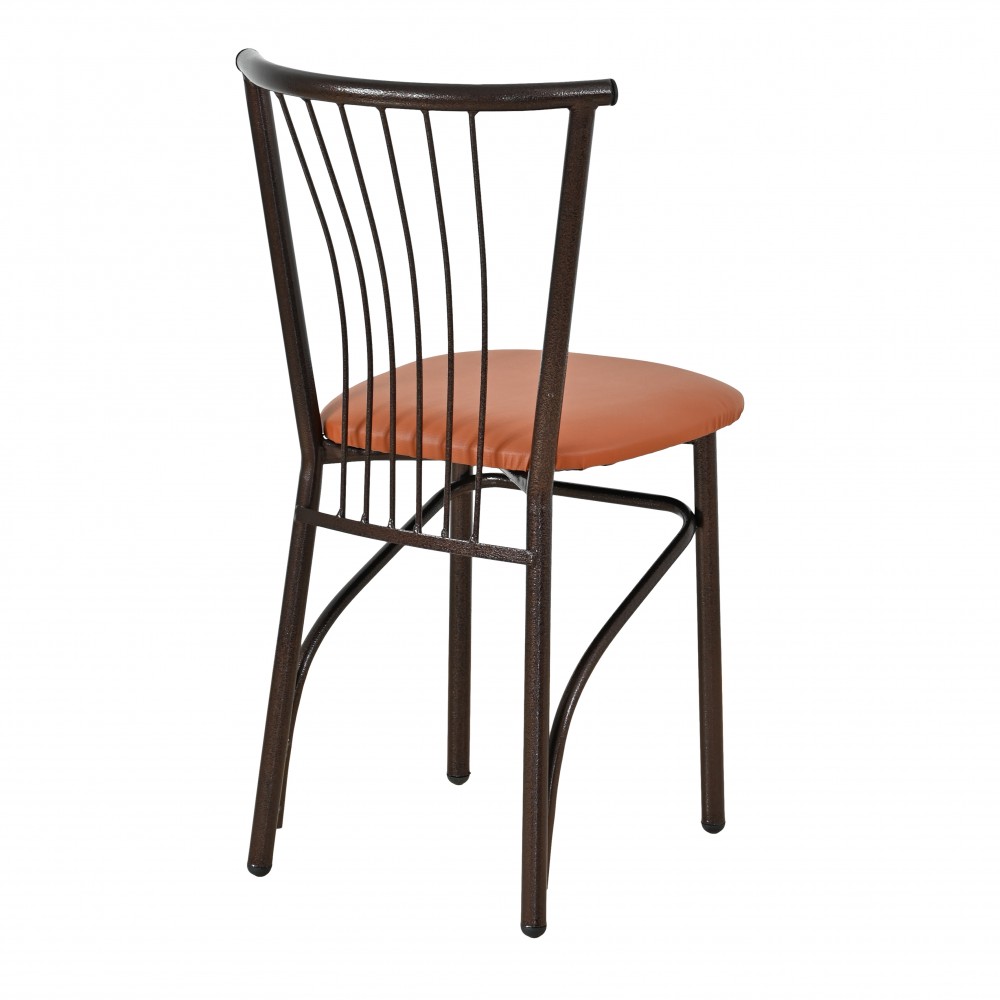 Καρέκλα βεντάλια μεταλλική με πάτο δερματίνης σε χρώμα καφέ 40x36x83
