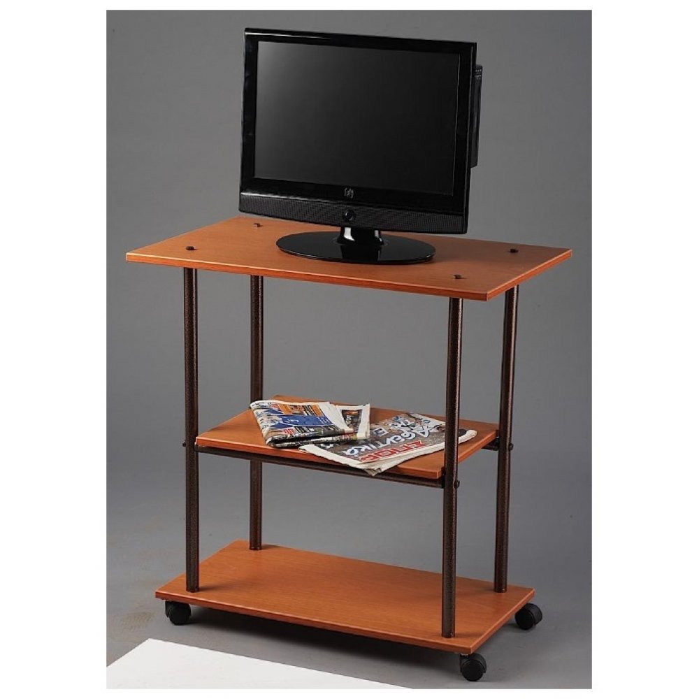 Τραπέζι βοηθητικό τρίπατο μεταλλικό σε χρώμα καφέ 60x50x72