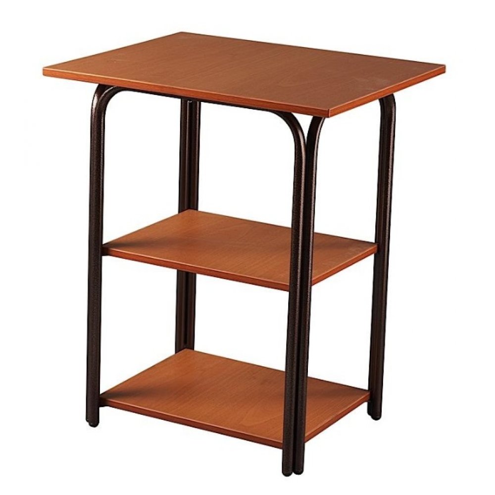 Τραπέζι βοηθητικό τρίπατο μεταλλικό σε χρώμα καφέ 60x50x72