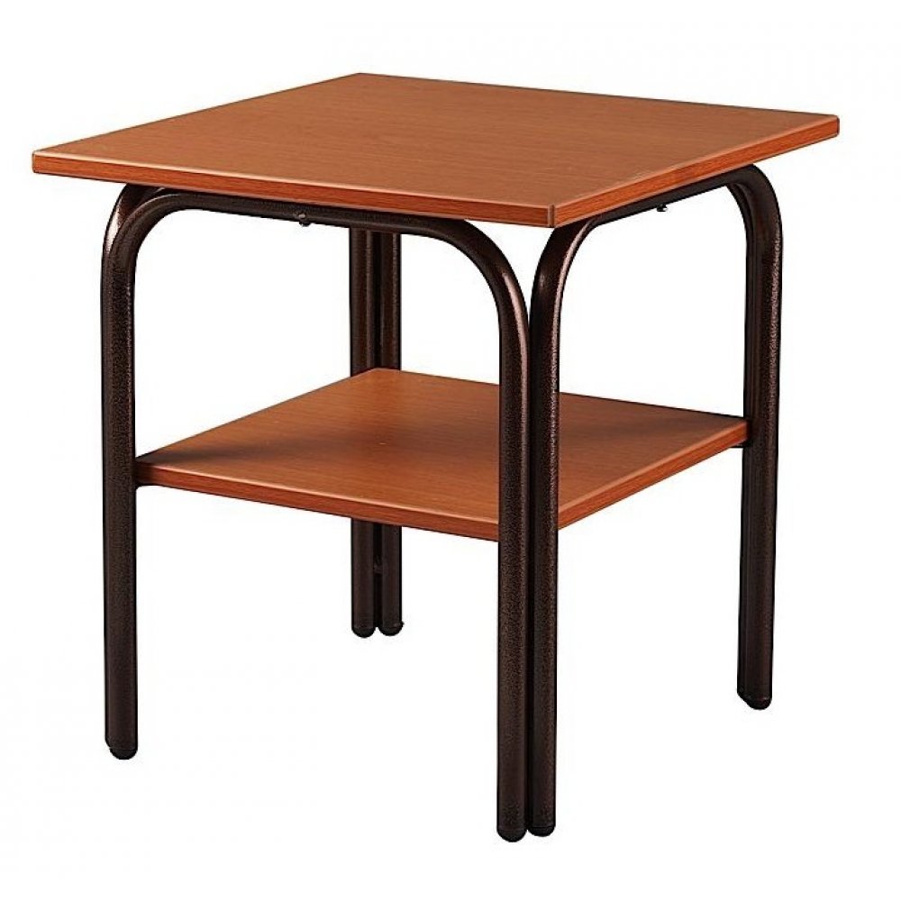 Τραπεζάκι βοηθητικό δίπατο μεταλλικό σε χρώμα καφέ 43x43x45