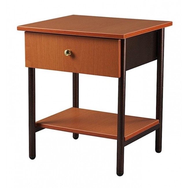 Κομοδίνο μεταλλικό με συρτάρι σε χρώμα καφέ 45x38x53