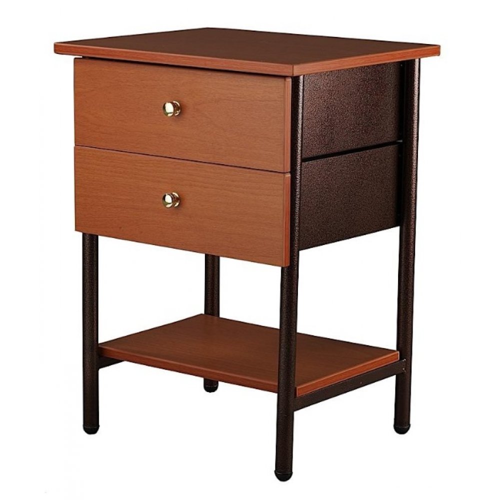 Κομοδίνο μεταλλικό με συρτάρια σε χρώμα καφέ 45x38x62