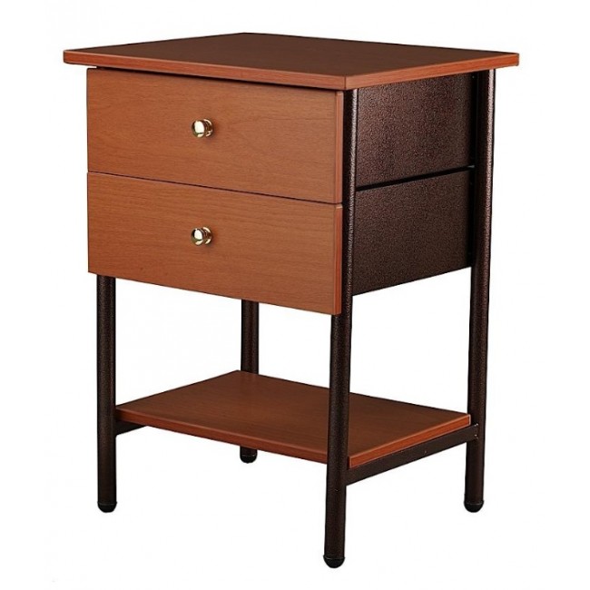 Κομοδίνο μεταλλικό με συρτάρια σε χρώμα καφέ 45x38x62