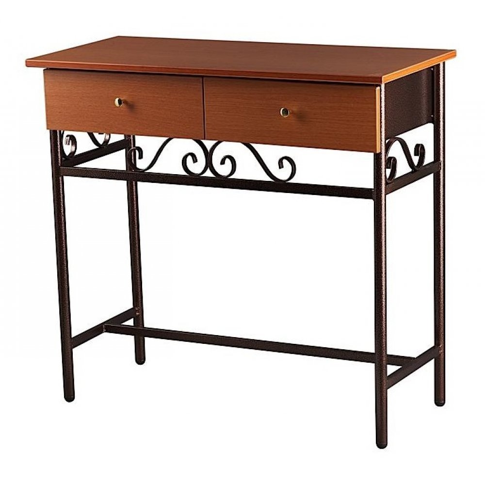 Τουαλέτα μεταλλική με συρτάρια και καθρέπτη σε χρώμα καφέ 86x38x80