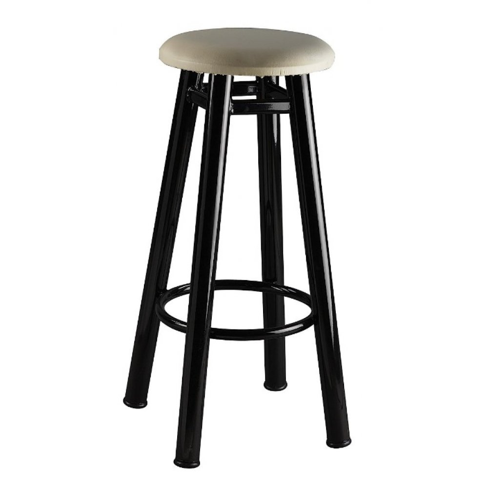 Σκαμπό μεταλλικό με πάτο δερματίνης σε χρώμα λευκό 36x79