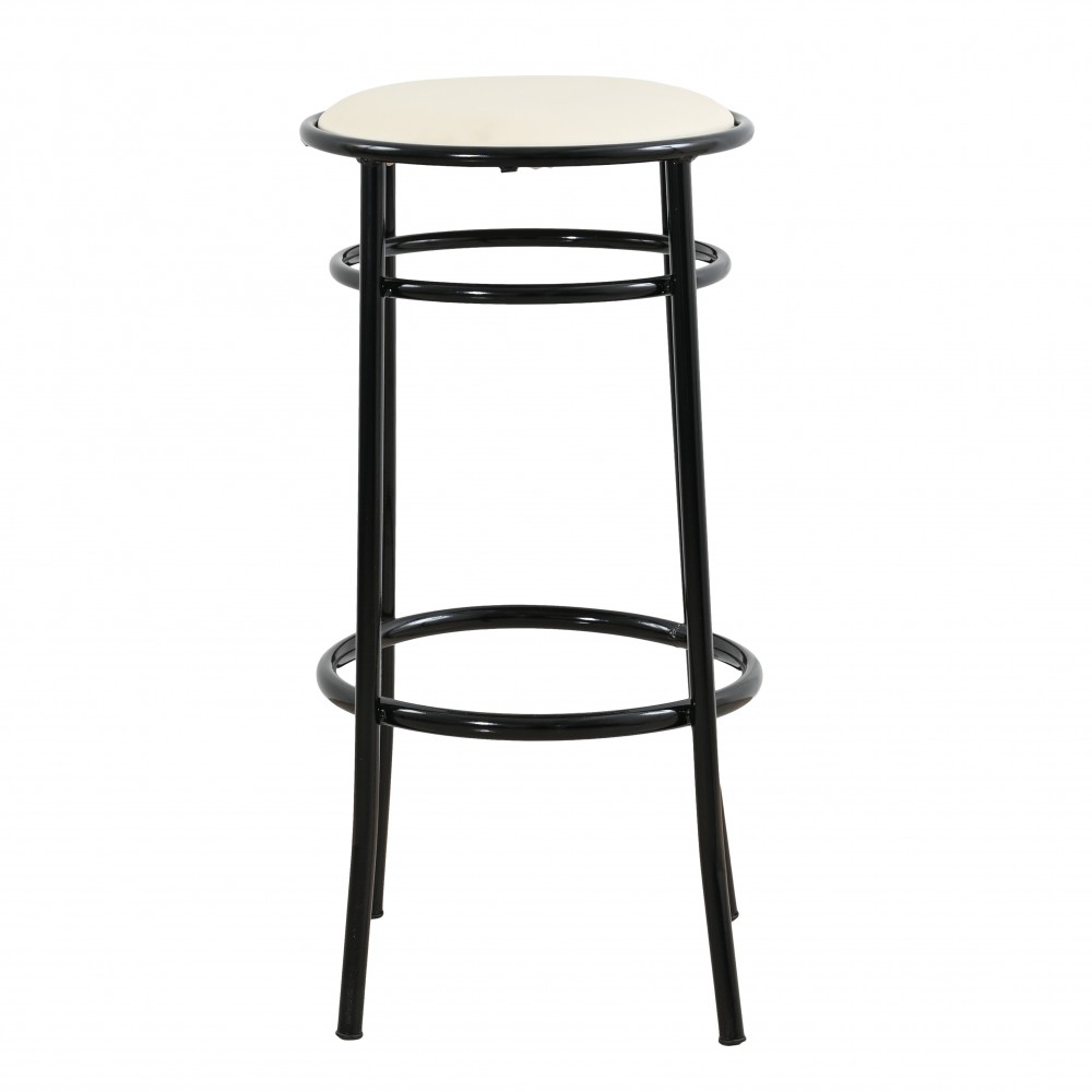 Σκαμπό μπαρ από μέταλλο/PU σε χρώμα μαύρο/λευκό Φ40x77