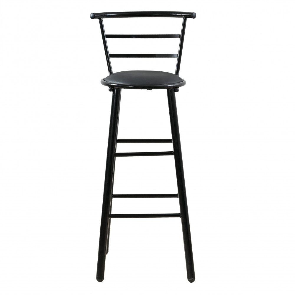 Σκαμπό μπαρ με πλάτη από μέταλλο/PU σε χρώμα μαύρο Φ34x103