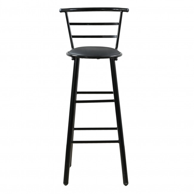 Σκαμπό μπαρ με πλάτη από μέταλλο/PU σε χρώμα μαύρο Φ34x103