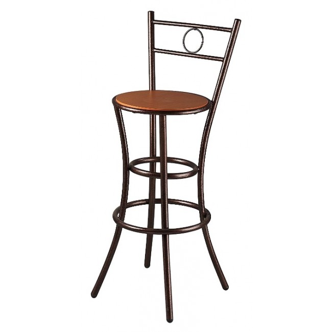 Σκαμπό μπαρ με πλάτη και πάτο ξύλου σε χρώμα καφέ 35x39x108