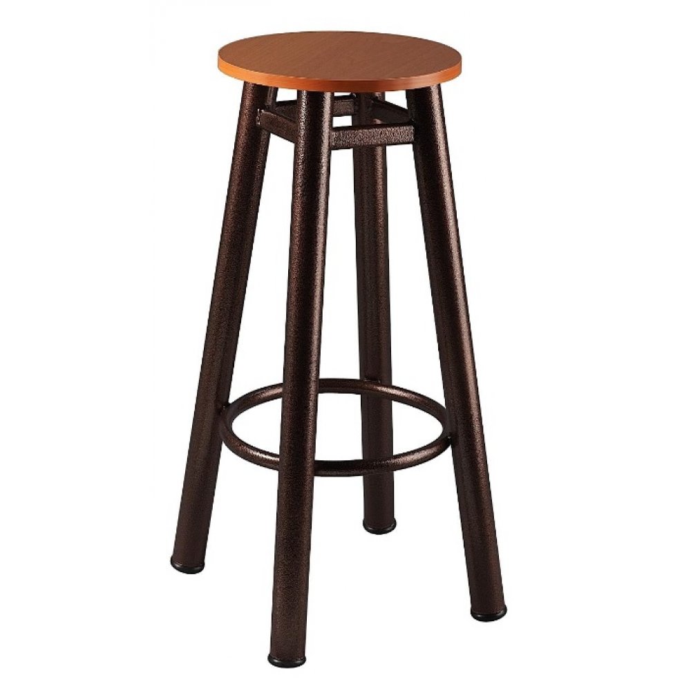 Σκαμπό μπαρ μεταλλικό με πάτο ξύλου σε χρώμα καφέ 36x79