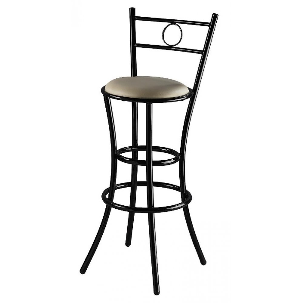 Σκαμπό μεταλλικό με πλάτη και πάτο δερματίνης σε χρώμα λευκό 39x39x108