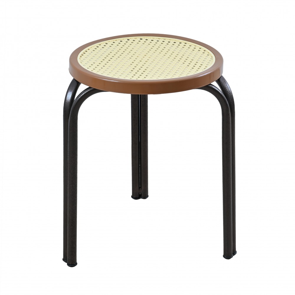 Σκαμπό χαμηλό με πάτο ψάθινο σε χρώμα μπεζ Φ38x45