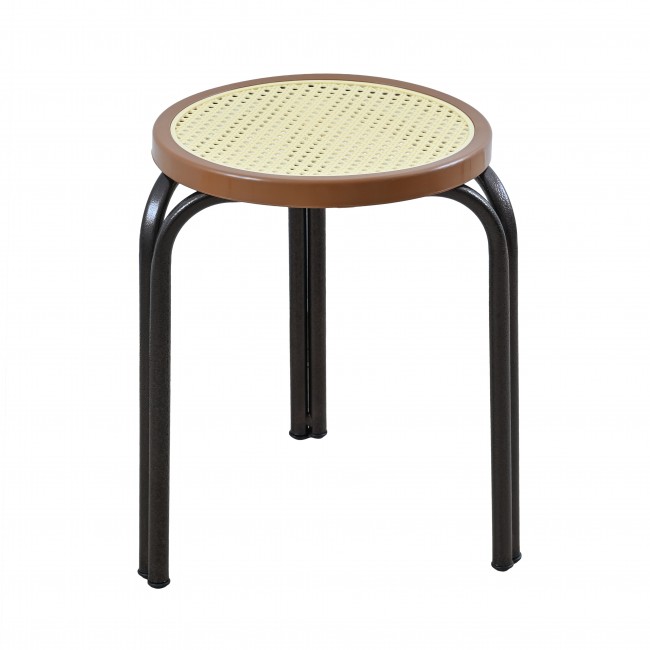 Σκαμπό χαμηλό με πάτο ψάθινο σε χρώμα μπεζ Φ38x45