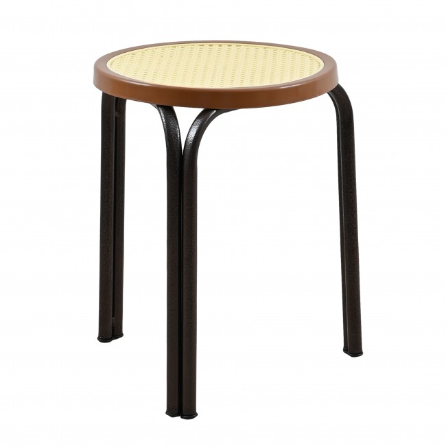 Σκαμπό χαμηλό με πάτο ψάθινο σε χρώμα μπεζ Φ38x45