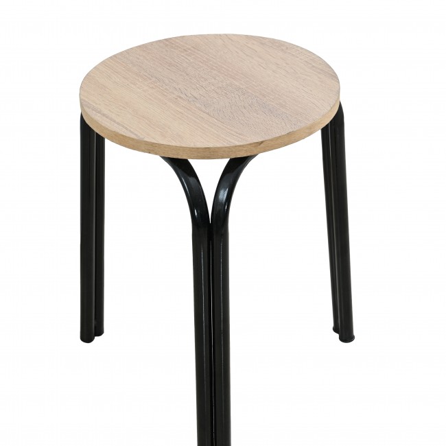 Σκαμπό χαμηλό μεταλλικό με πάτο ξύλου σε χρώμα καφέ Φ35x45