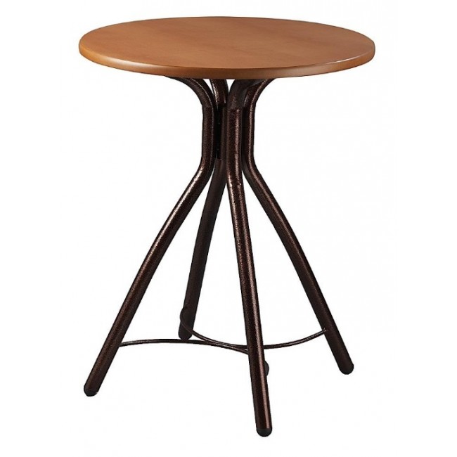 Τραπέζι μεταλλικό σε χρώμα ασημί/καφέ Φ60