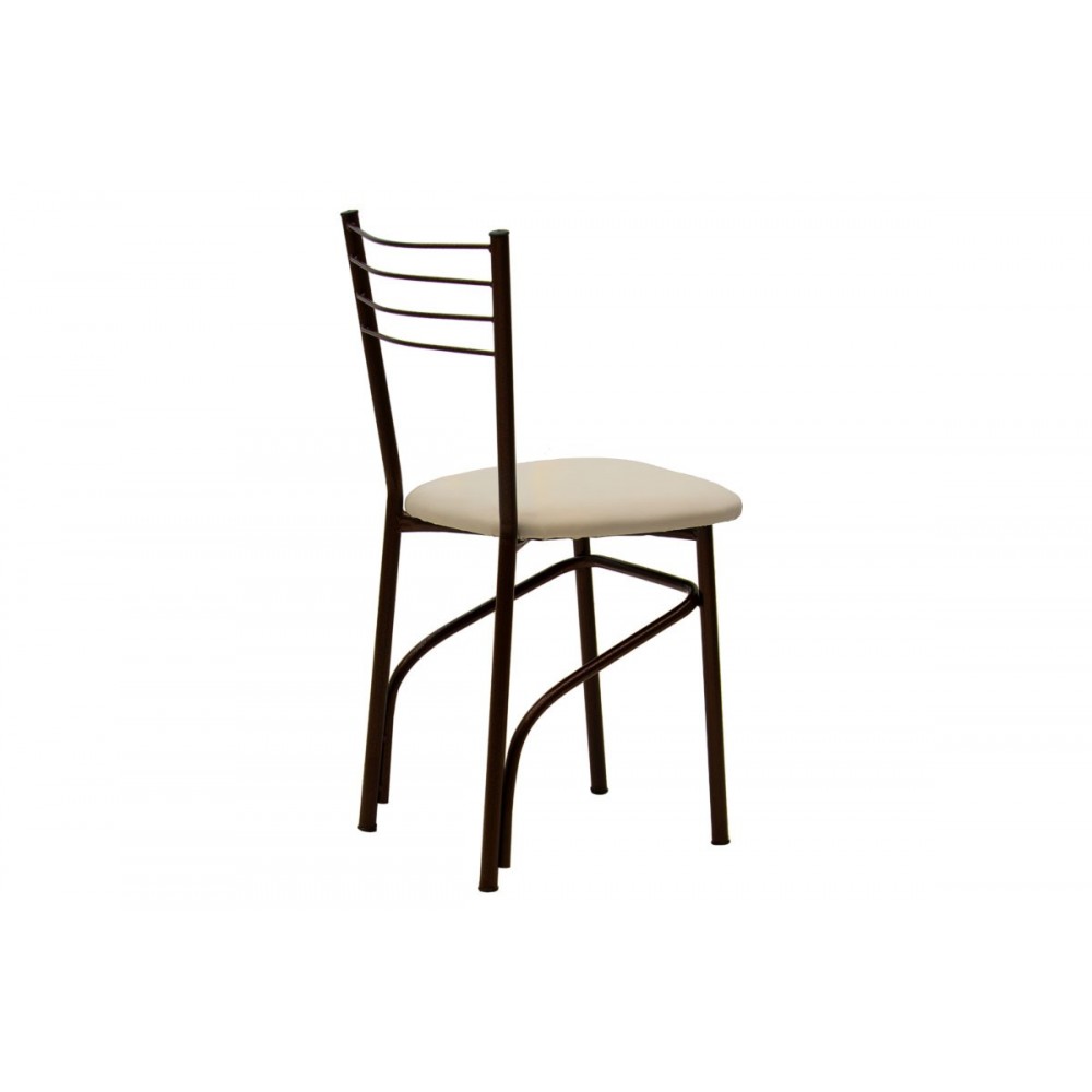 Καρέκλα "ΡΙΓΑ" από μέταλλο/τεχνόδερμα σε καφέ/εκρού χρώμα 40x36x83