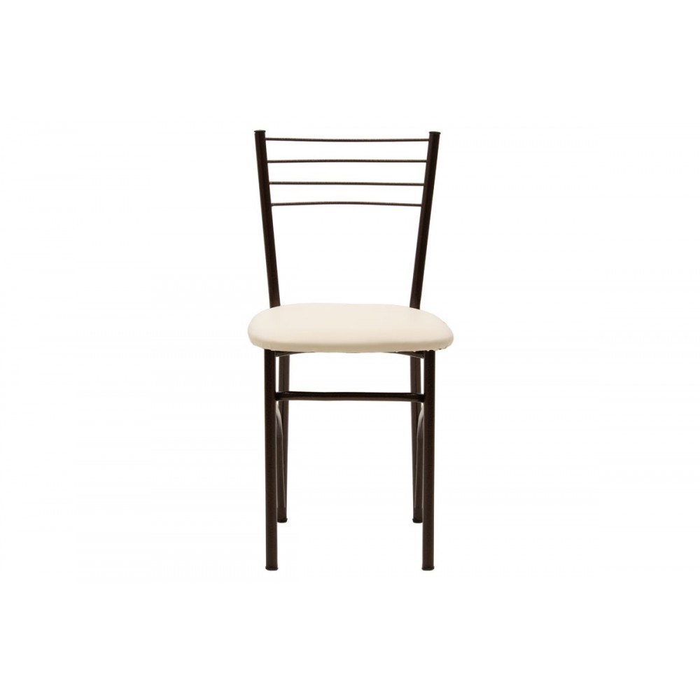 Καρέκλα "ΡΙΓΑ" από μέταλλο/τεχνόδερμα σε καφέ/εκρού χρώμα 40x36x83