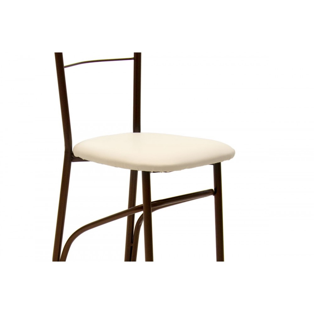 Καρέκλα "ΡΙΓΑ" από μέταλλο/τεχνόδερμα σε καφέ/εκρού χρώμα 40x36x83
