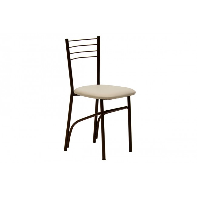Καρέκλα "ΡΙΓΑ" από μέταλλο/τεχνόδερμα σε καφέ/εκρού χρώμα 40x36x83