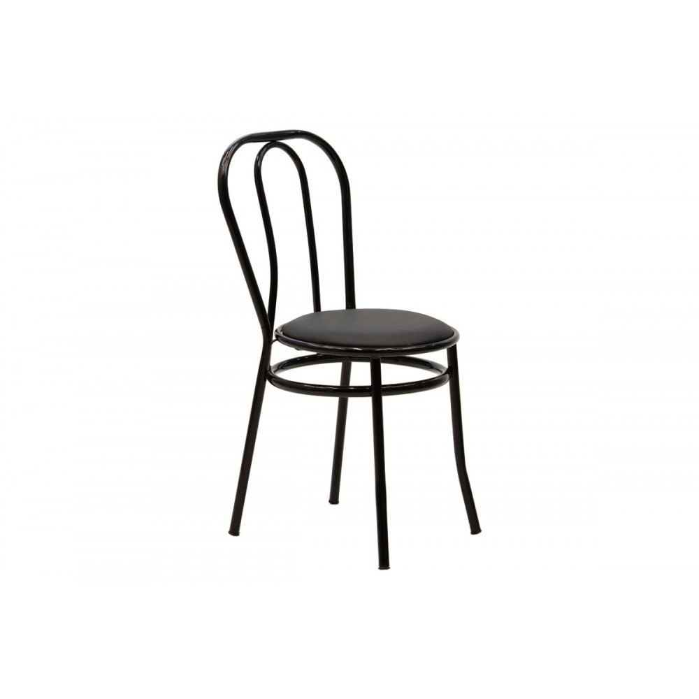 Καρέκλα "WIEN" από μέταλλο/τεχνόδερμα σε μαύρο χρώμα 39x85
