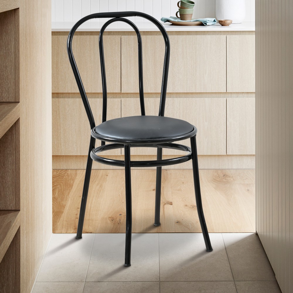 Καρέκλα "WIEN" από μέταλλο/τεχνόδερμα σε μαύρο χρώμα 39x85