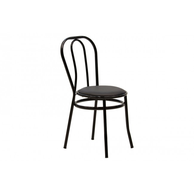 Καρέκλα "WIEN" από μέταλλο/τεχνόδερμα σε μαύρο χρώμα 39x85