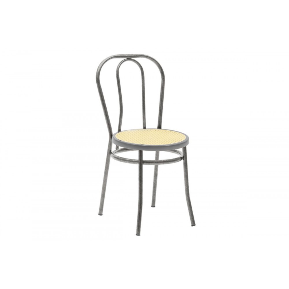 Καρέκλα "WIEN" από μέταλλο/πλαστικό σε γκρι/μπεζ χρώμα Φ40x83