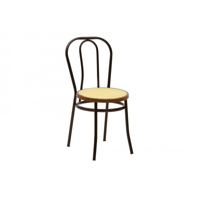 Καρέκλα "WIEN" από μέταλλο/πλαστικό σε μπεζ/καφέ χρώμα 40x83