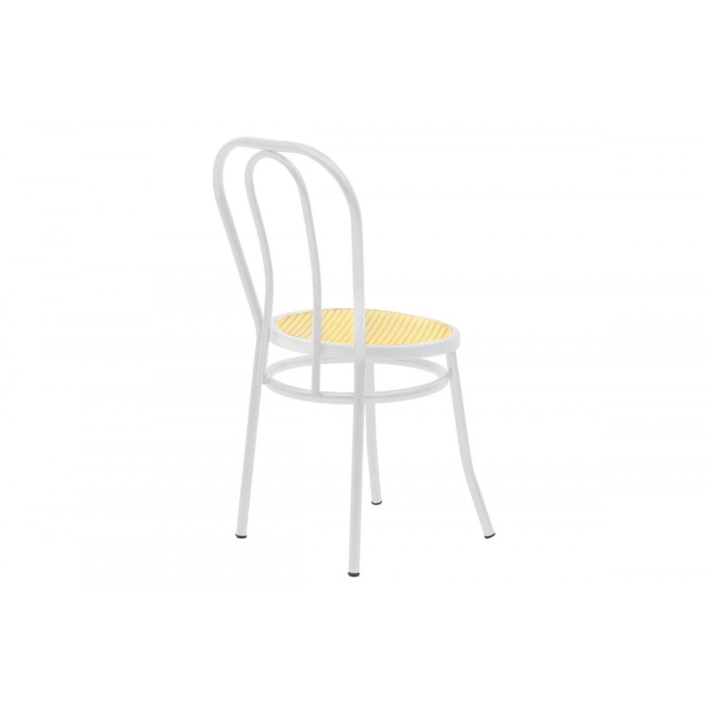 Καρέκλα "WIEN" από μέταλλο/σχοινί σε λευκό/μπεζ χρώμα 40x83