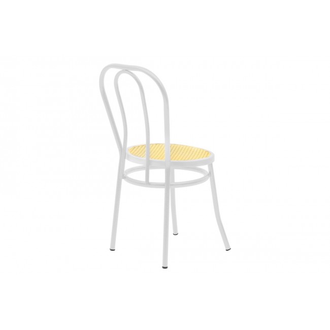 Καρέκλα "WIEN" από μέταλλο/σχοινί σε λευκό/μπεζ χρώμα 40x83
