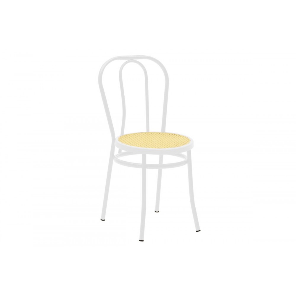 Καρέκλα "WIEN" από μέταλλο/σχοινί σε λευκό/μπεζ χρώμα 40x83