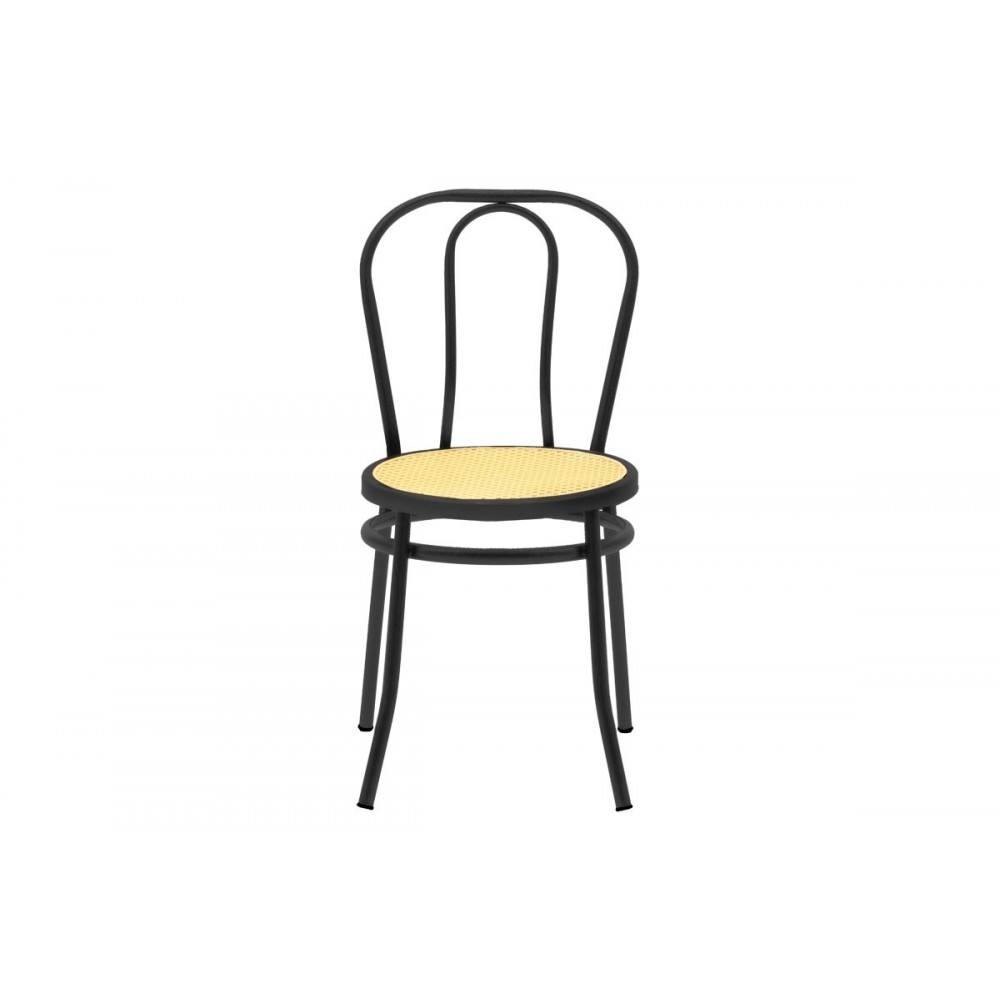 Καρέκλα "WIEN" από μέταλλο/σχοινί σε μαύρο/μπεζ χρώμα 40x83
