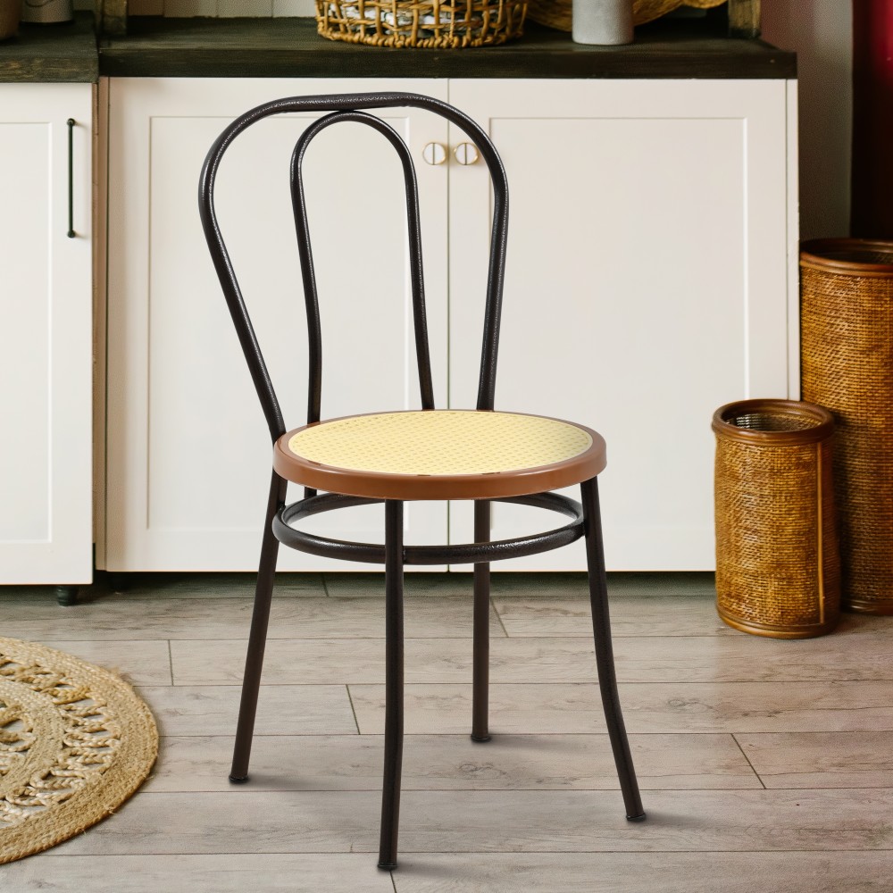 Καρέκλα "WIEN" από μέταλλο/σχοινί σε μαύρο/μπεζ χρώμα 40x83