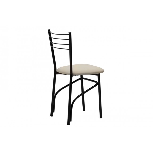 Καρέκλα "ΡΙΓΑ" από μέταλλο/τεχνόδερμα σε μαύρο gloss/εκρού χρώμα 40x43x80